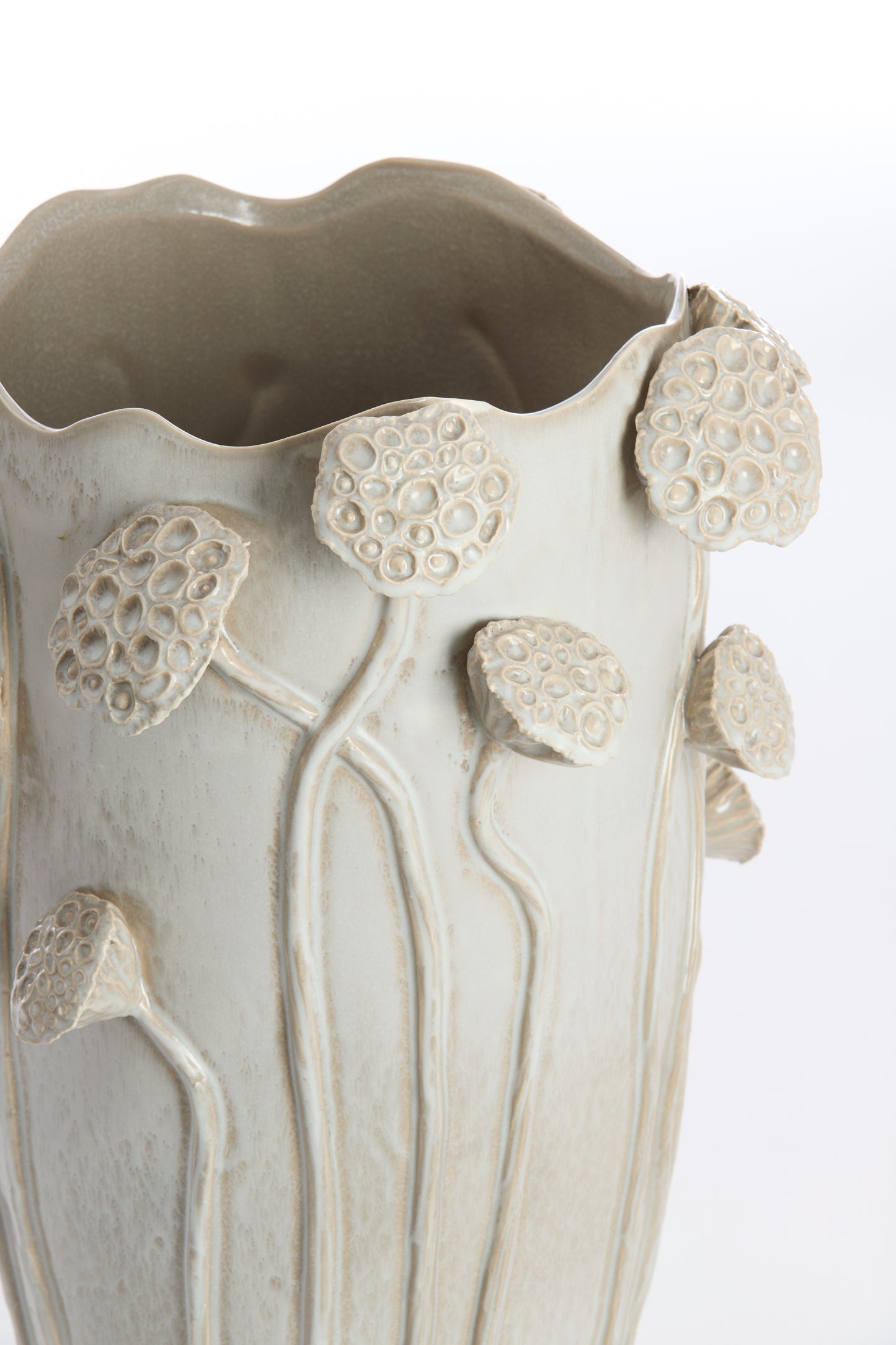 avci Decorative Ceramic Vase in Shiny Light Grey – 27.5x25.5x35cm – Country of Origin : Netherlands