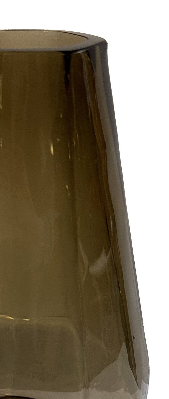 Glass cone vase angled lt smoke - Country of Origin: Estonia