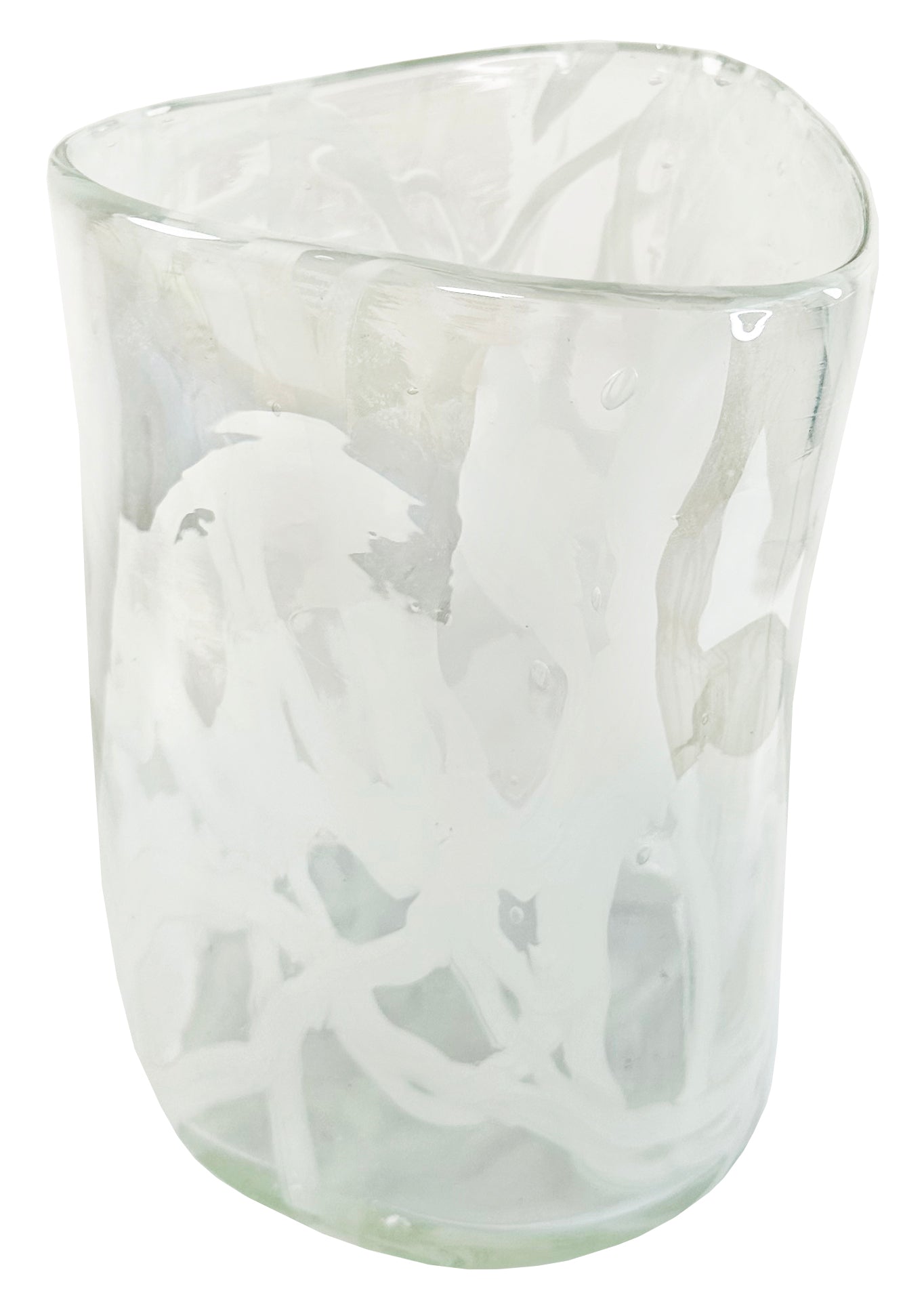 Glass triangle cylinder vase clear white lines d15;h21cm - Country of Origin : Estonia