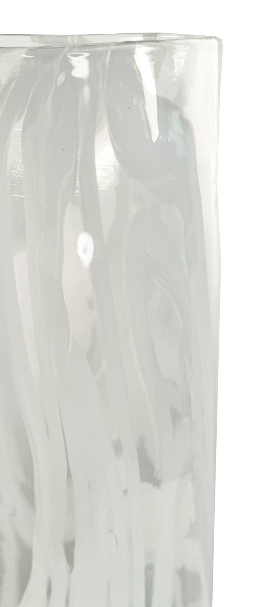 Glass triangle cylinder vase clear white lines d11,5;h39cm - Country of Origin : Estonia