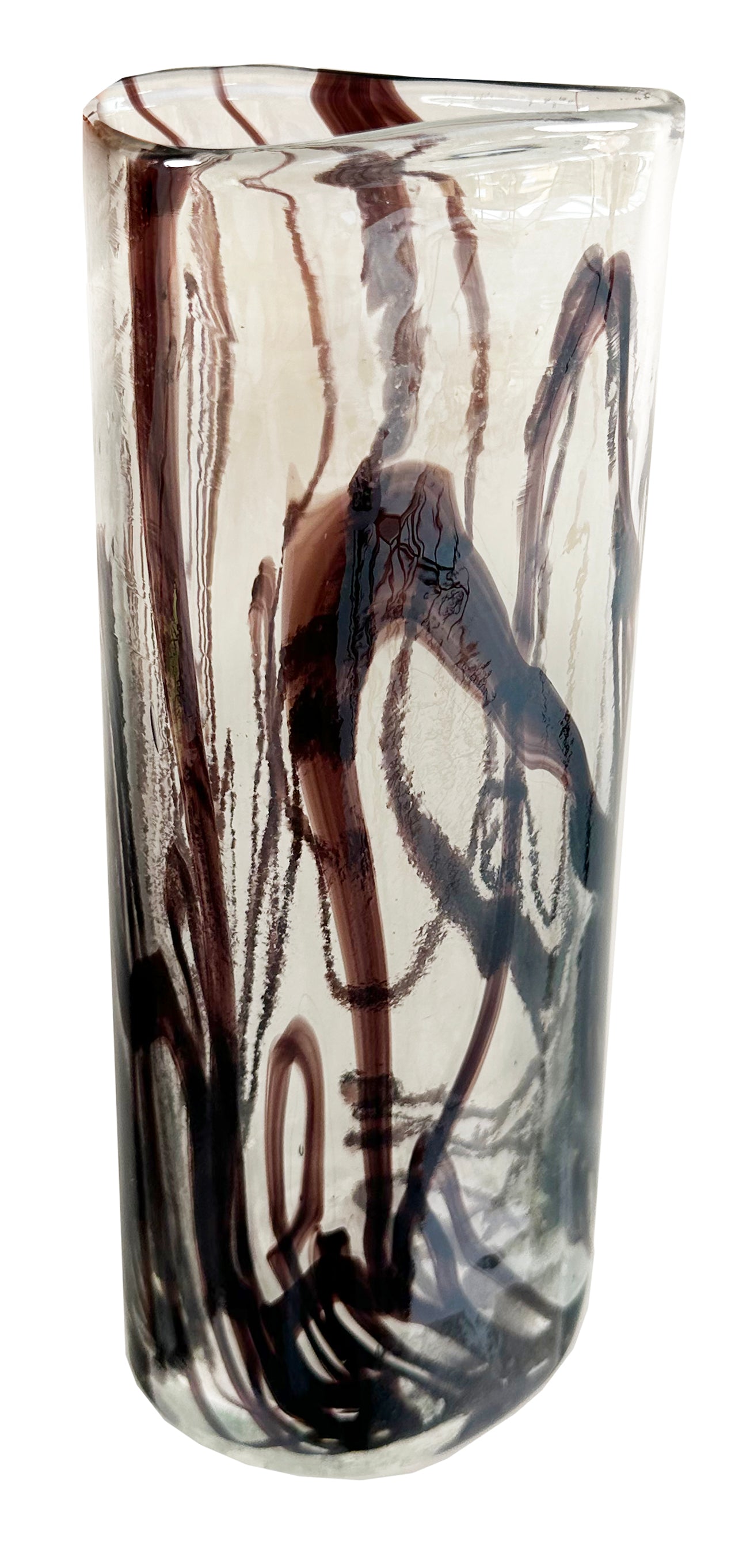 Glass triangle cylinder vase lustered black lines d11,5;h30,5cm - Country of Origin : Estonia