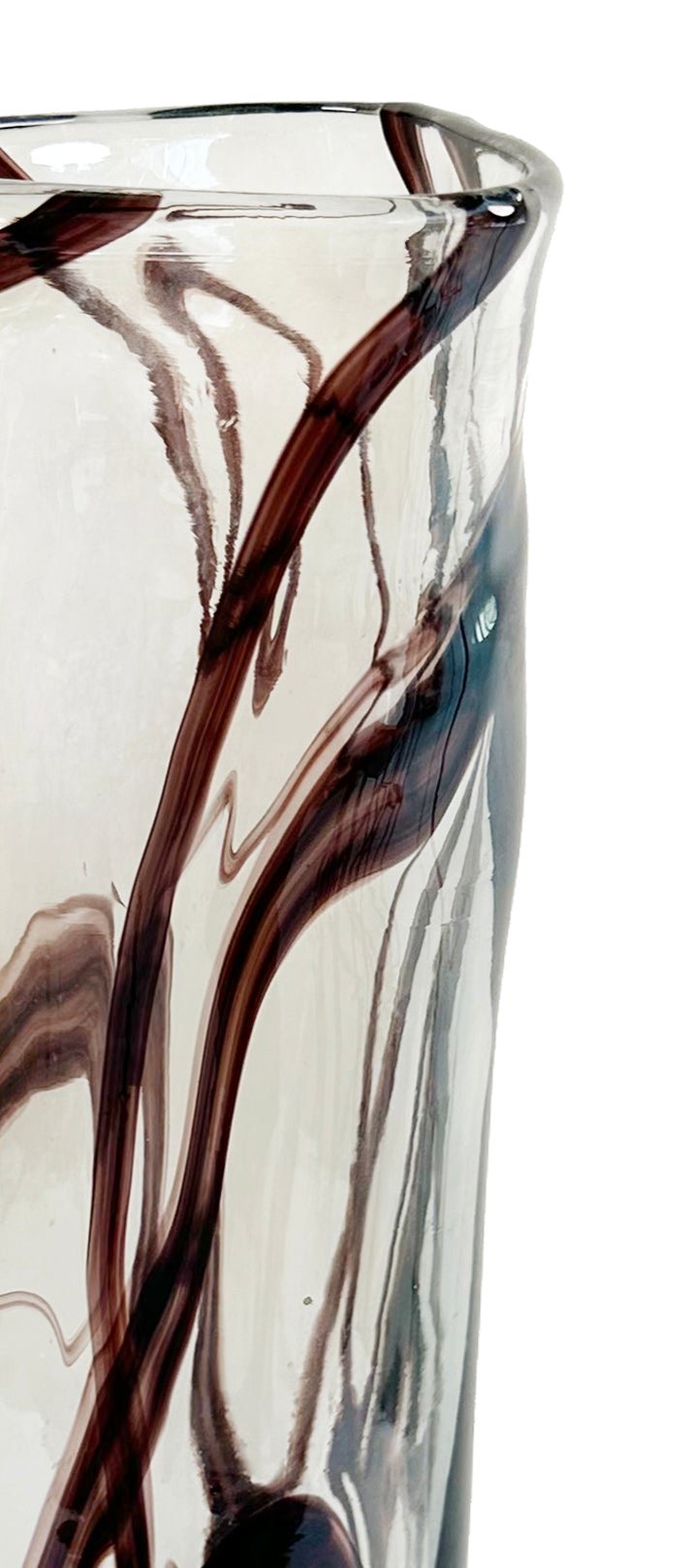 Glass triangle cylinder vase lustered black lines d11,5;h39cm - Country of Origin : Estonia