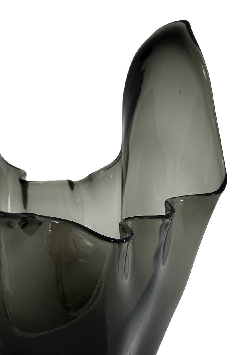 Glass vase organic smoked grey H3cm - Country of Origin: Estonia
