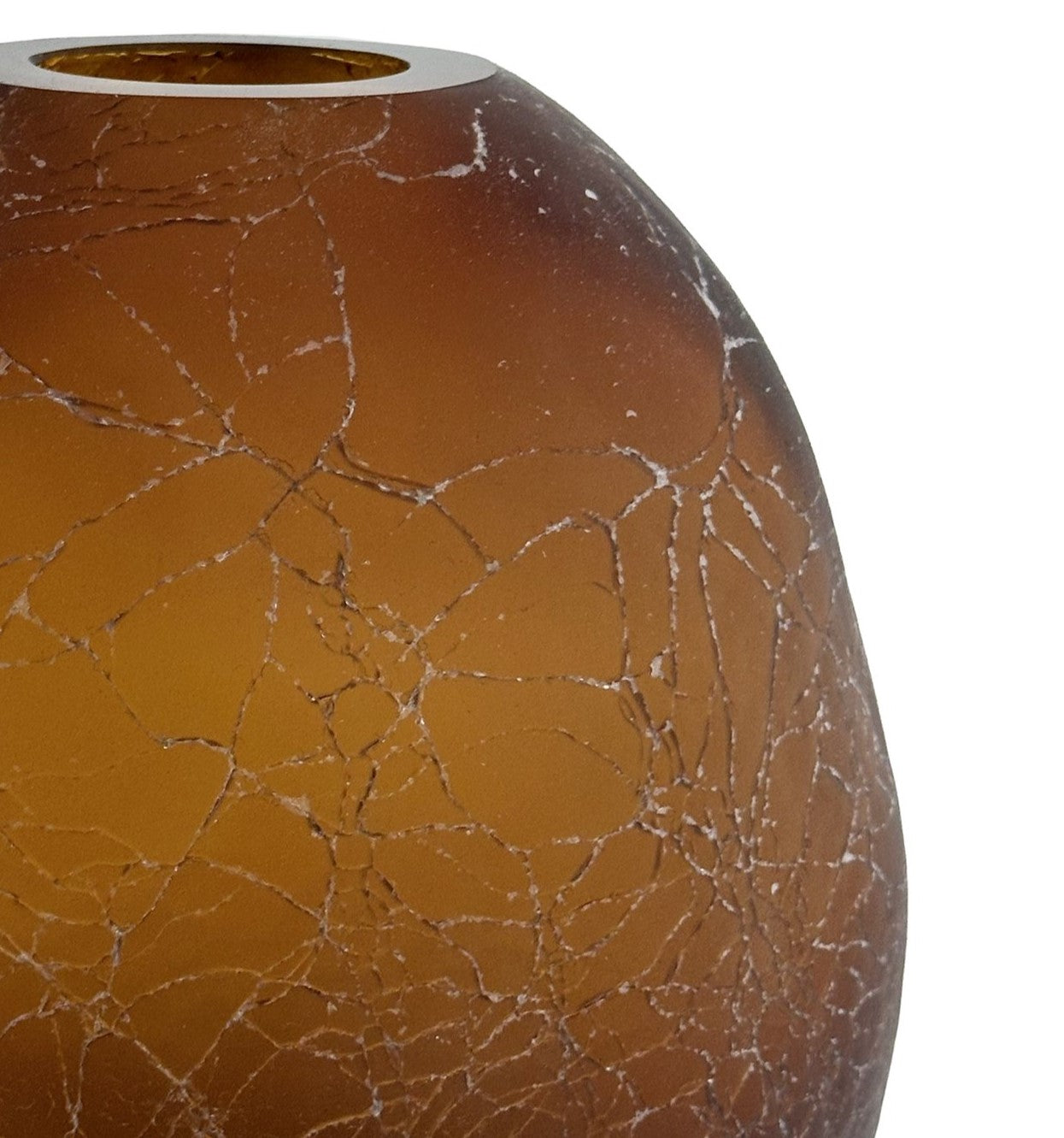 Glass vase organic crackled dark amber mat - Country of Origin: Estonia