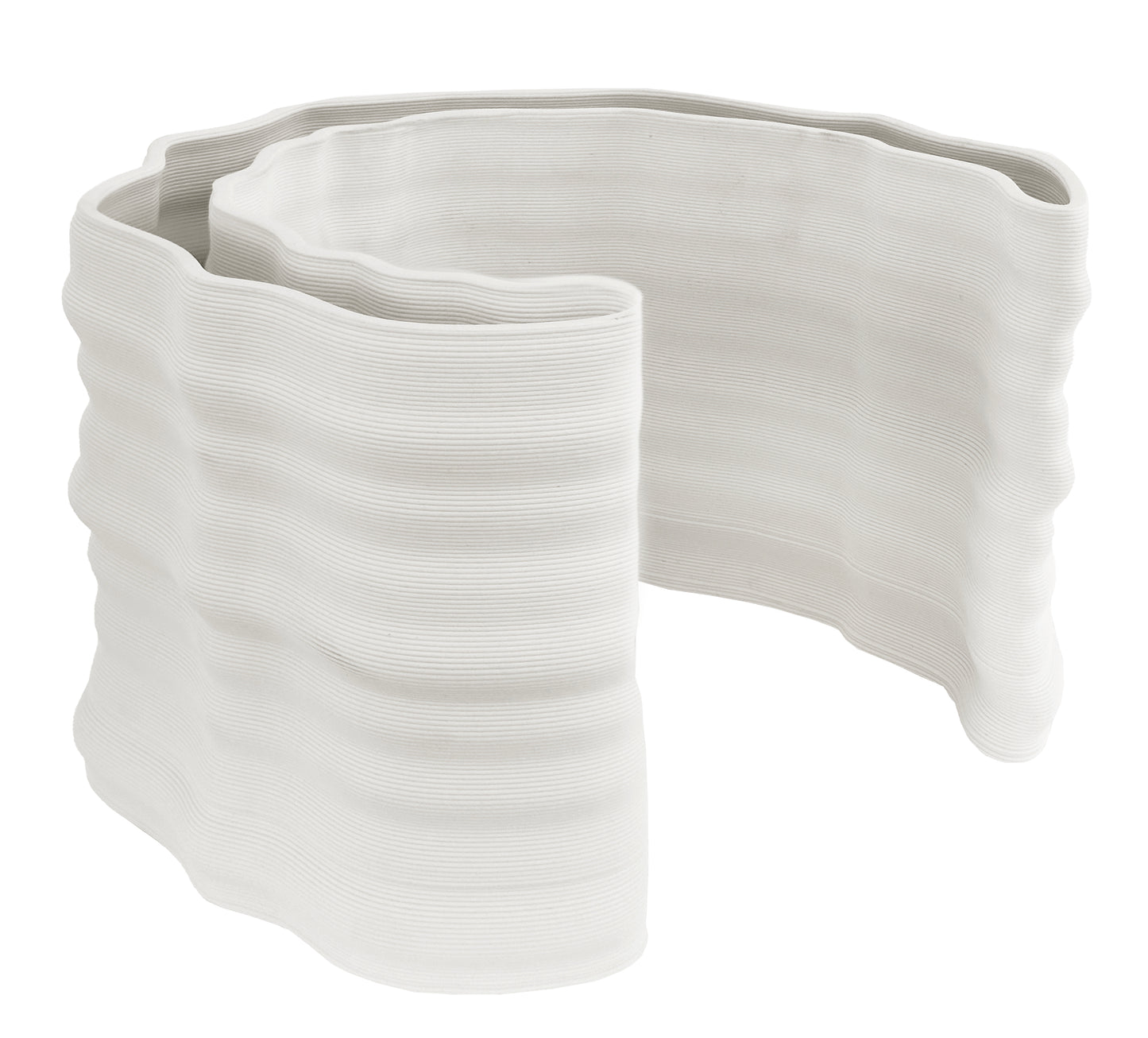 Ceramic printed half-moon vase mat white - H14.5cm - Country of Origin: Estonia