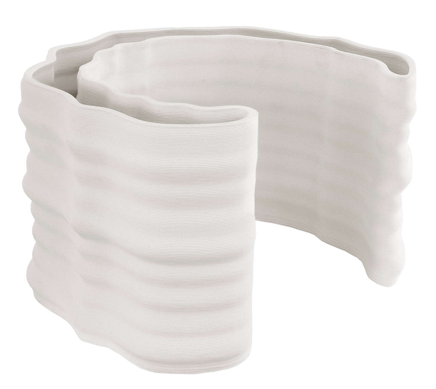 Ceramic printed half-moon vase mat white - H19.5cm - Country of Origin: Estonia