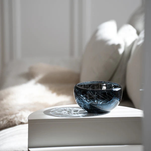 DECO Round Splashed Navy Blue Bowl - Country of Origin : Latvia
