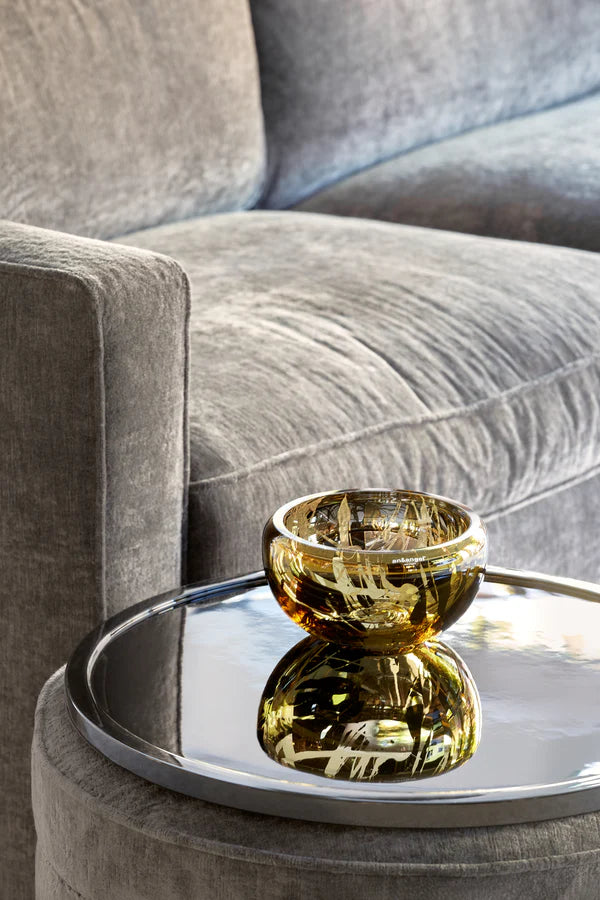 DECO Round Splashed Amber Bowl - Country of Origin : Latvia
