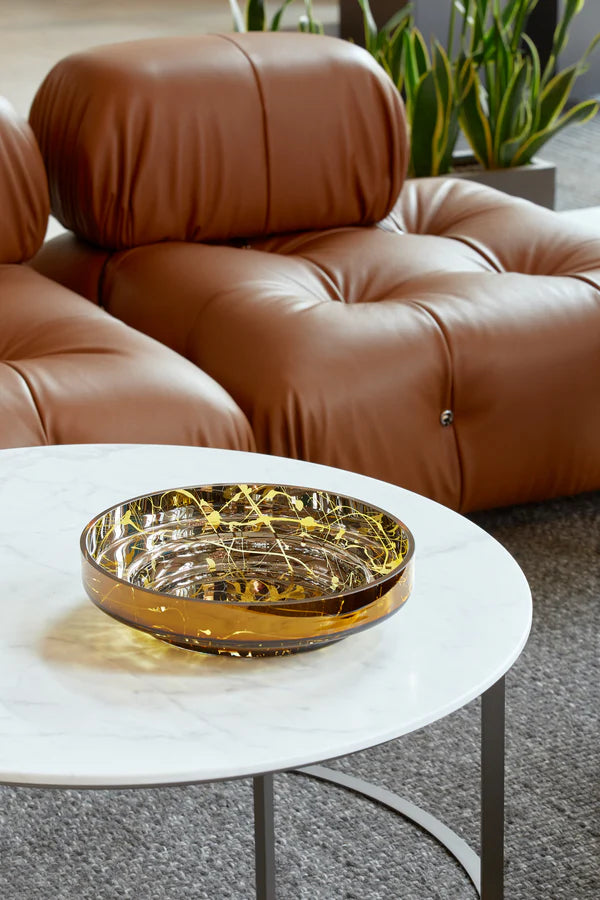 MOON Large Splashed Amber Bowl - Country of Origin : Latvia
