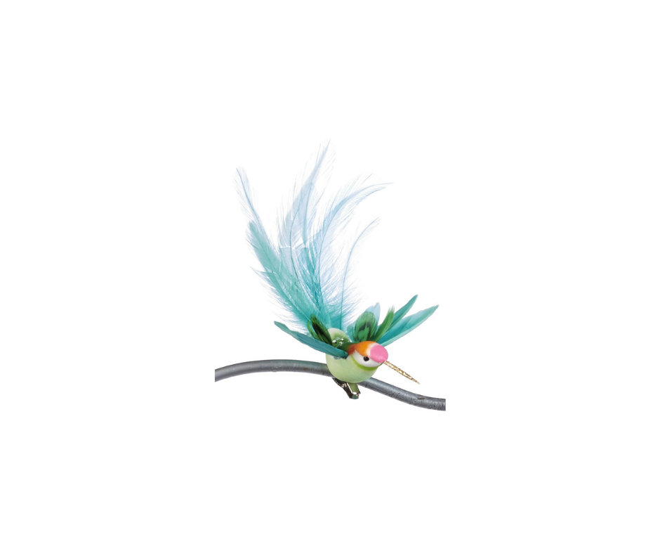 Plume Fly Hummingbird Clip Ornaments - Country of Origin : Belgium