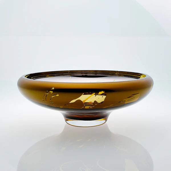 DECO Large Splashed Amber Bowl - Country of Origin : Latvia