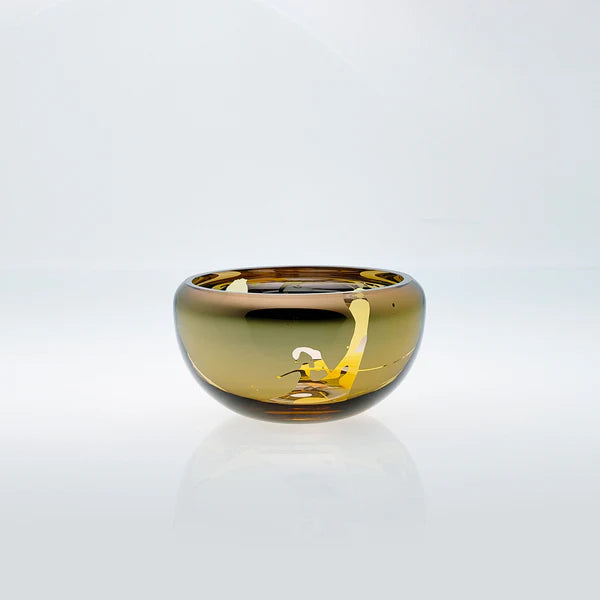 DECO Round Splashed Amber Bowl - Country of Origin : Latvia
