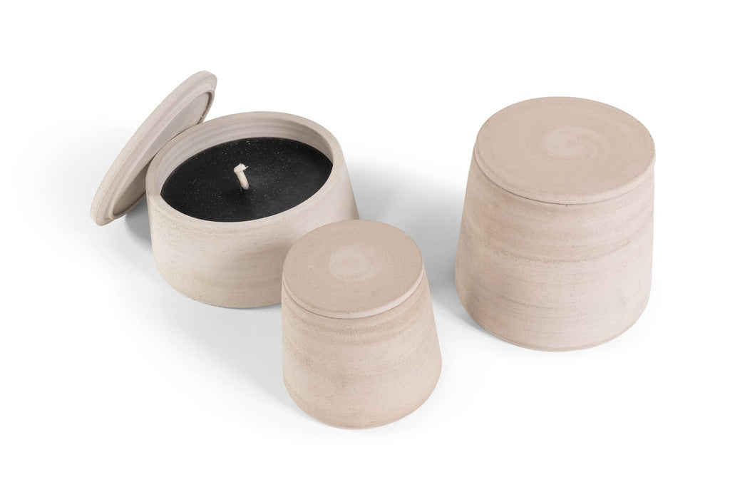 Grey Terracotta Outdoor Candle - Rosemary Scent - Medium Size -Country of Origin: Belgium