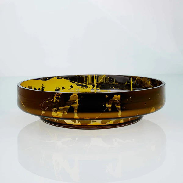 MOON Large Splashed Amber Bowl - Country of Origin : Latvia