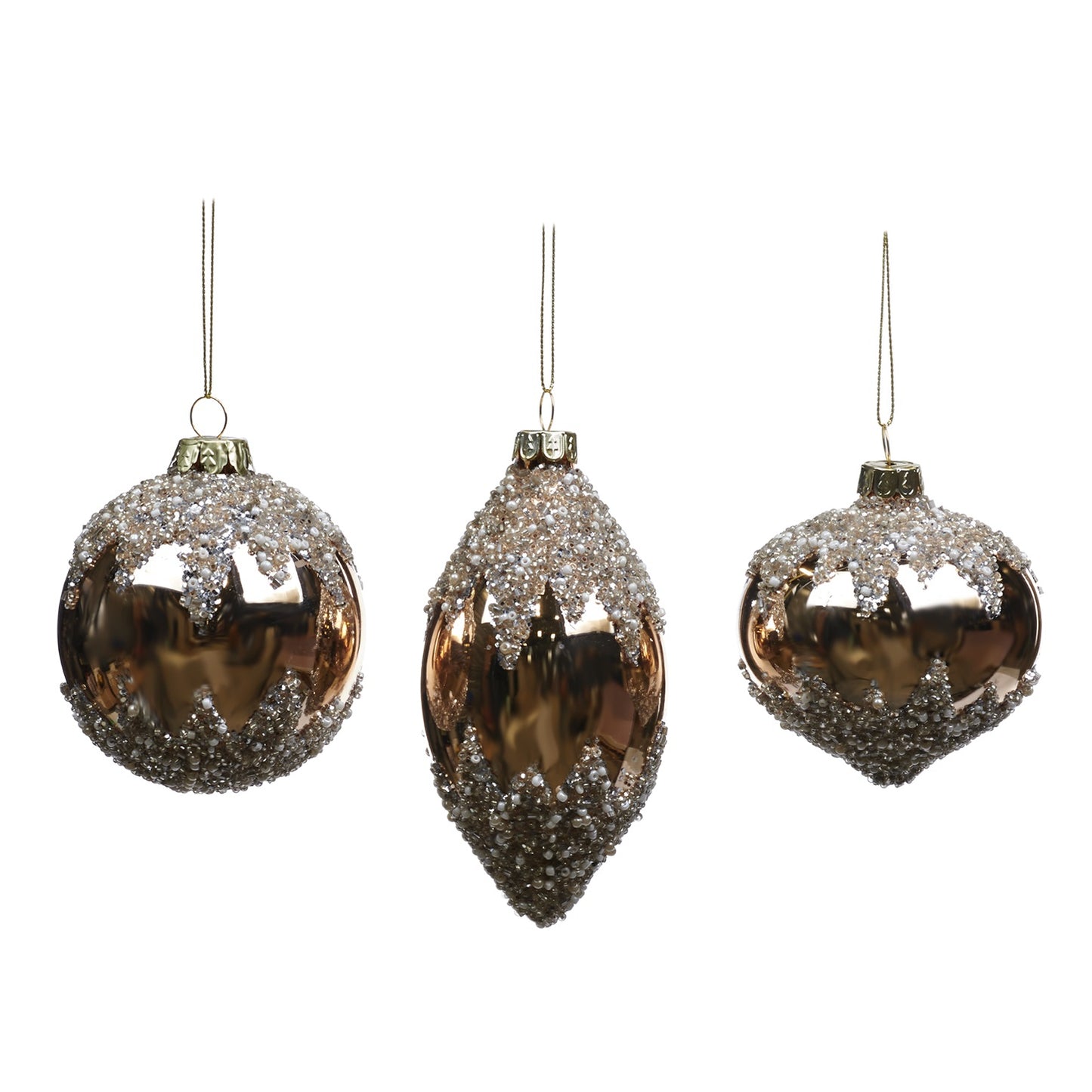 Glass Glitter Top and Bottom Ball - Country of Origin : Belgium