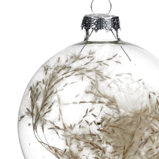Glass Dried Plant Ball Ornament - 8 cm - Country of Origin : Belgium
