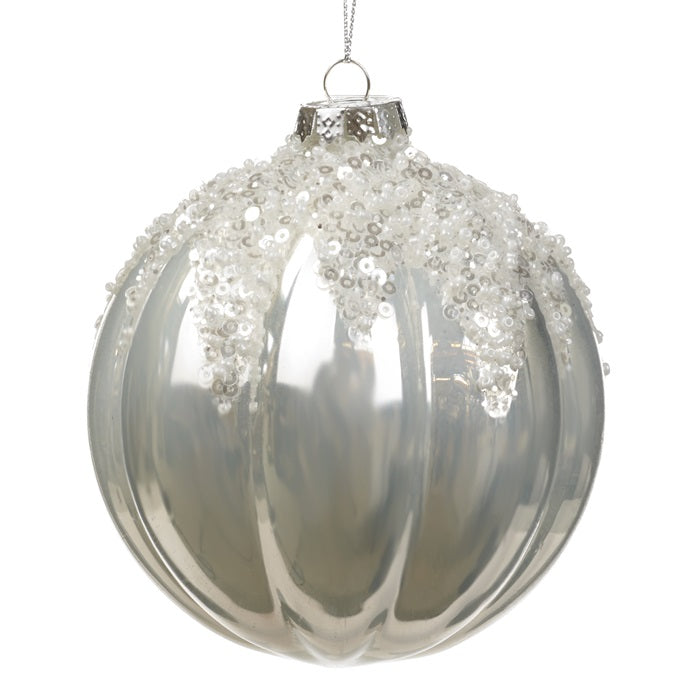 Glass Sequined Top 3D Ribbon Ball 10 cm - Country of Origin : Belgium
