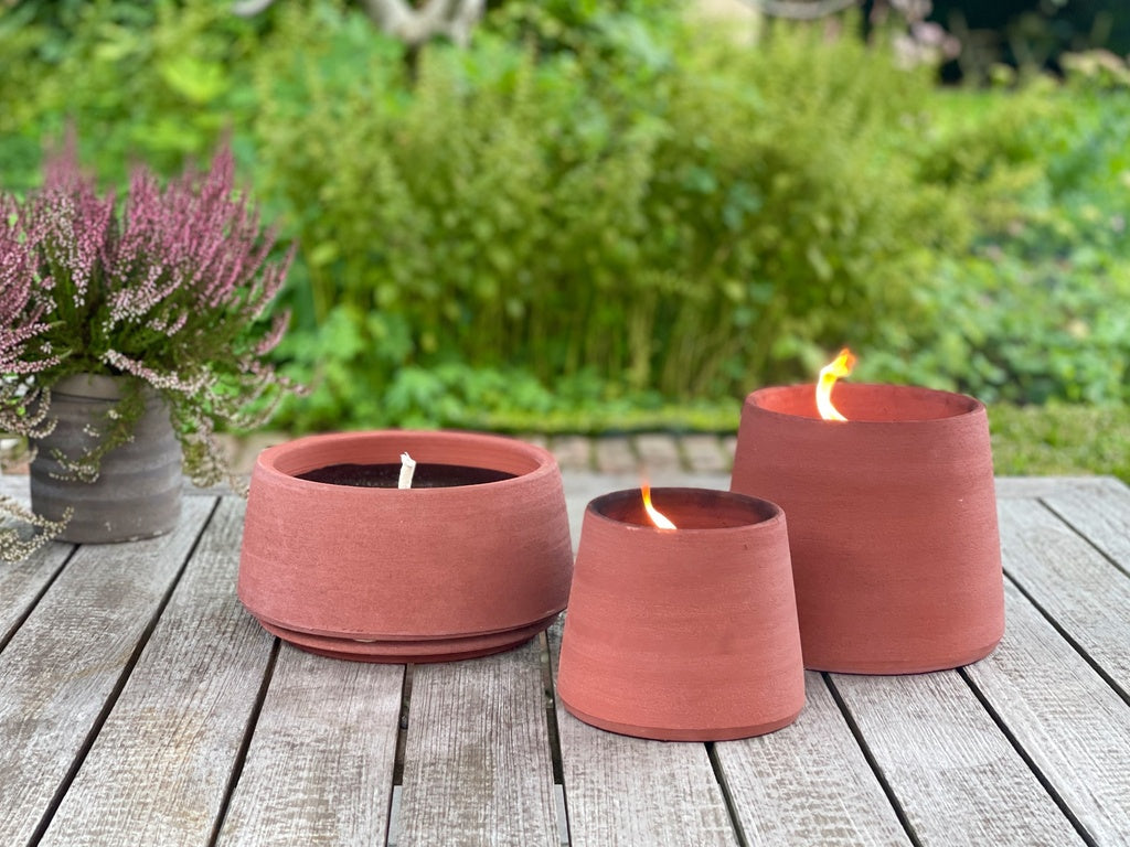 Red Terracotta Outdoor Candle - Rosemary Scent - Large Size - Country of Origin: Belgium