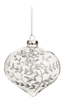 Glass Glitter Leaf/Twig Ball - Country of Origin : Belgium
