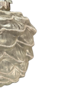 Clear/Frosted cone shape with white wavy lines - Country of Origin : Belgium