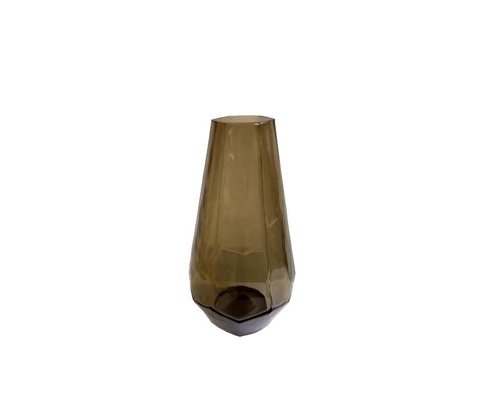 Glass cone vase angled lt smoke - Country of Origin: Estonia
