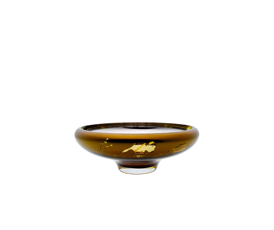 DECO Large Splashed Amber Bowl - Country of Origin : Latvia
