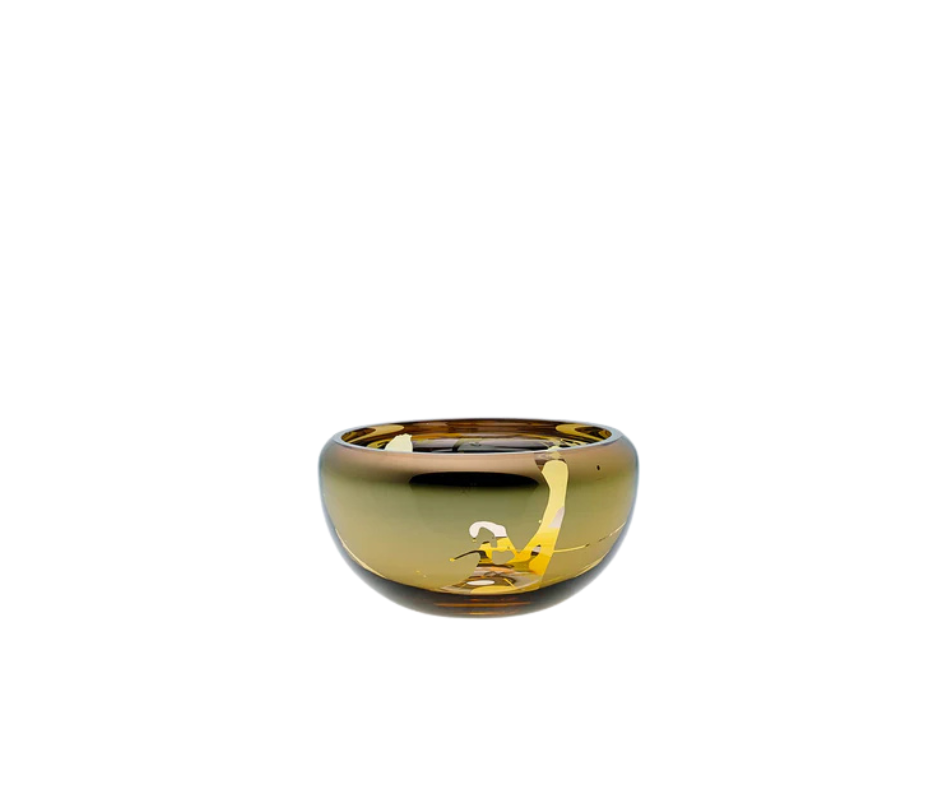 DECO Round Splashed Amber Bowl - Country of Origin : Latvia