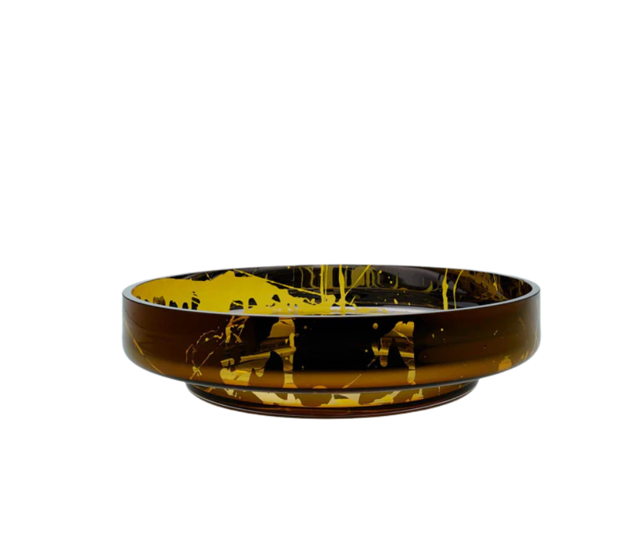 MOON Large Splashed Amber Bowl - Country of Origin : Latvia