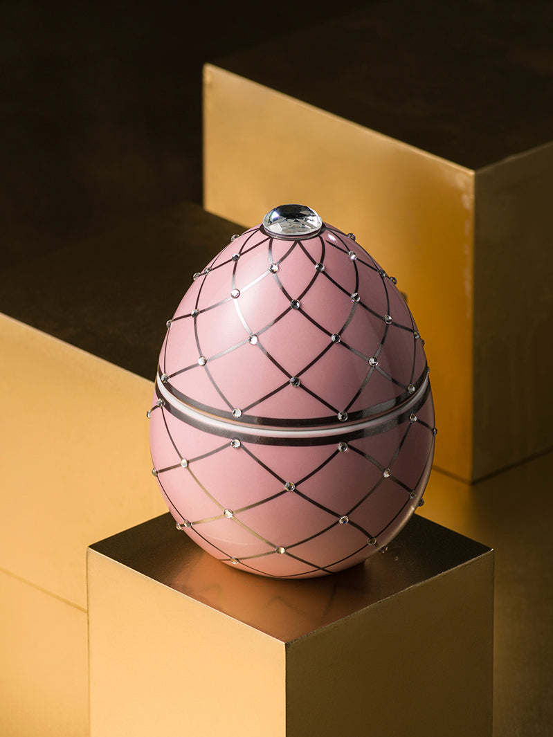 Pink Egg with Silver Stripe - Bois de Russie - 220 g - Country of Origin: Italy