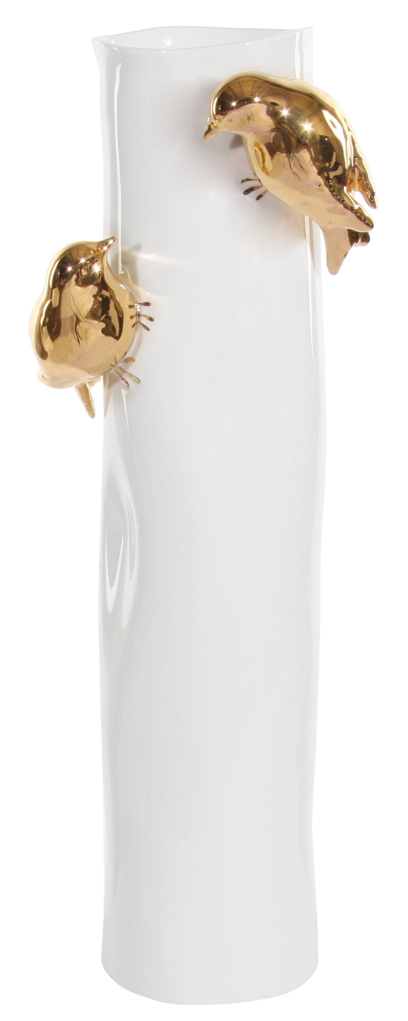 Porcelaine vase w/gold birds 35cm - Country of Origin: Estonia