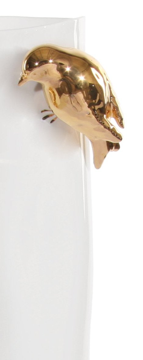 Porcelaine vase w/gold birds 35cm - Country of Origin: Estonia