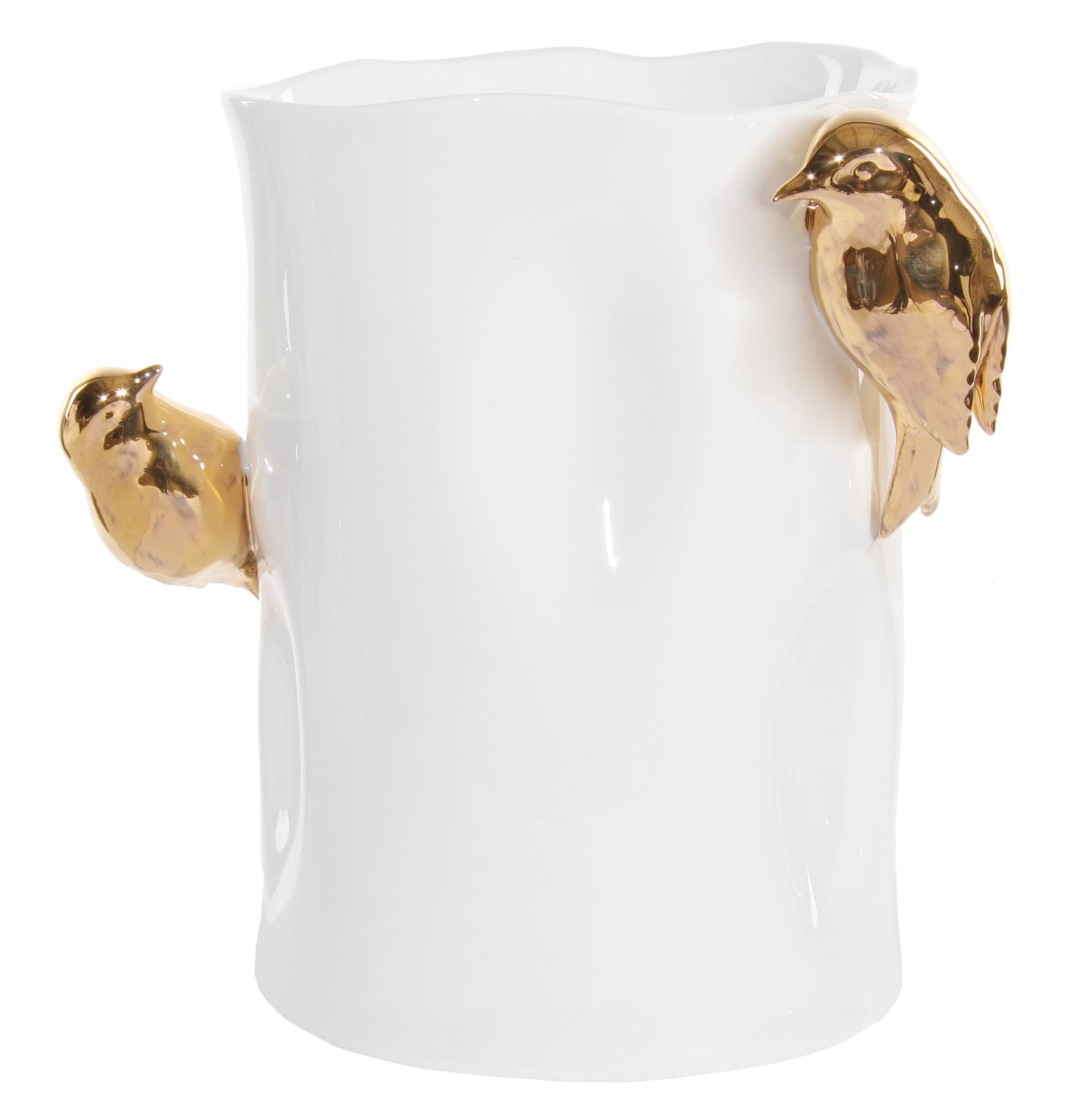 Porcelaine vase w/gold birds 21cm - Country of Origin: Estonia