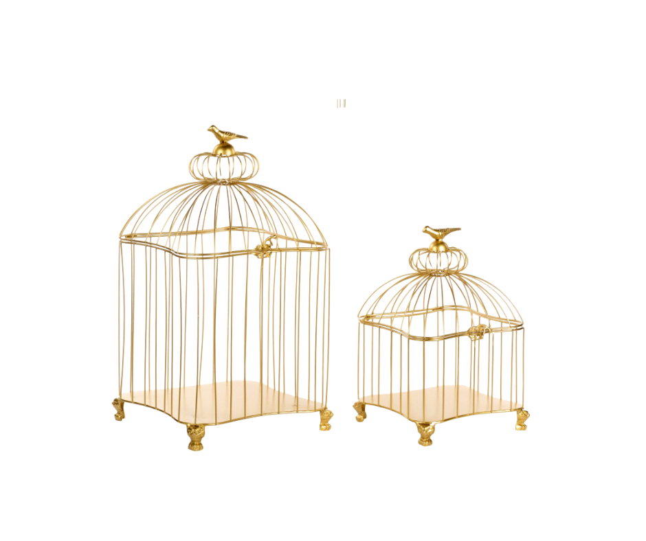 Metal Aviary Birdcage in Gold – 34cm & 44cm – Country of Origin : Belgium