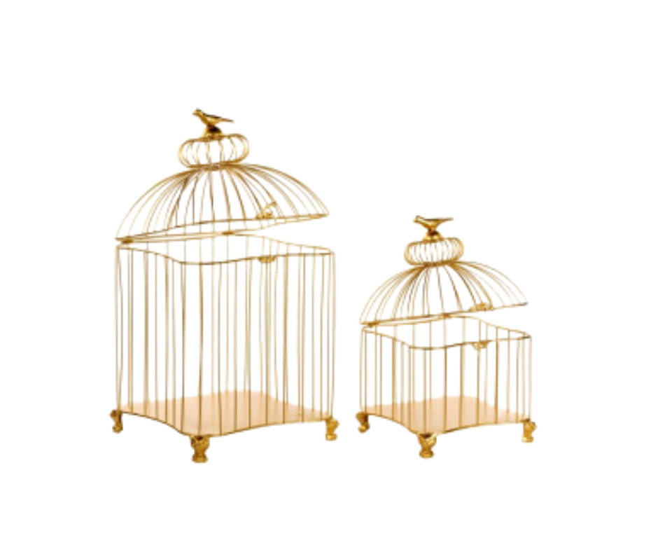 Metal Aviary Birdcage in Gold – 34cm & 44cm – Country of Origin : Belgium