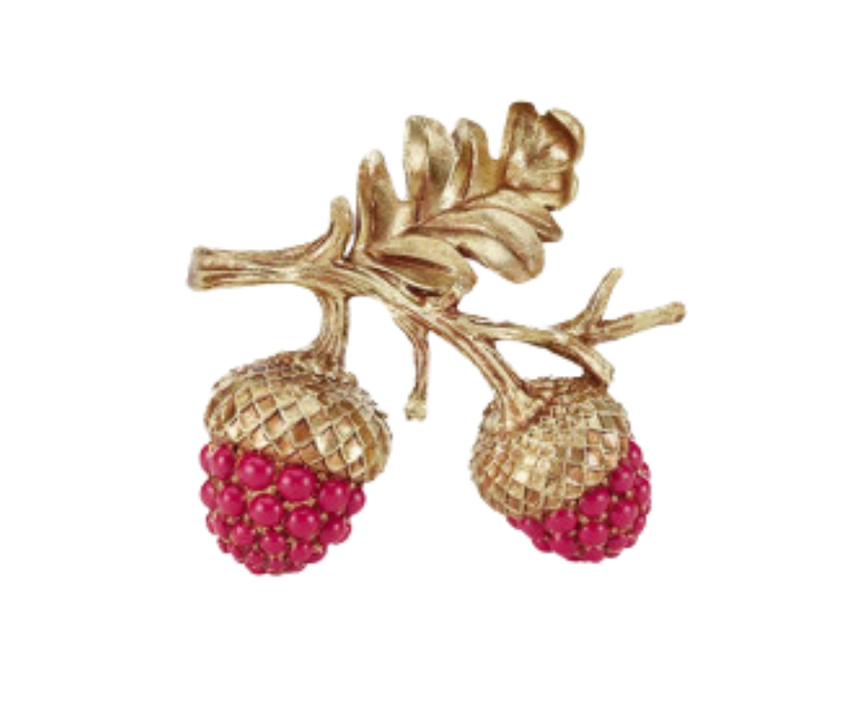 Acorn Cluster Table Top in Gold and Burgundy – 17cm – Country of Origin : Belgium