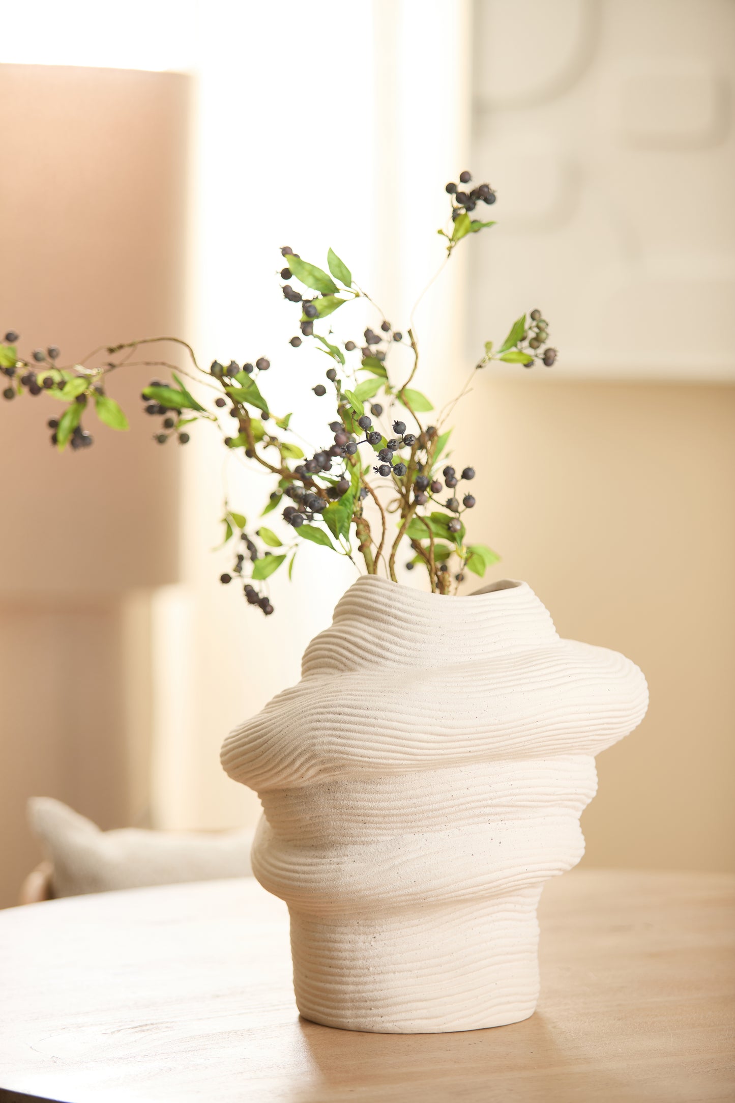 Luzz Decorative Vase in Matte Cream – 33.5x32x34cm – Country of Origin : Netherlands