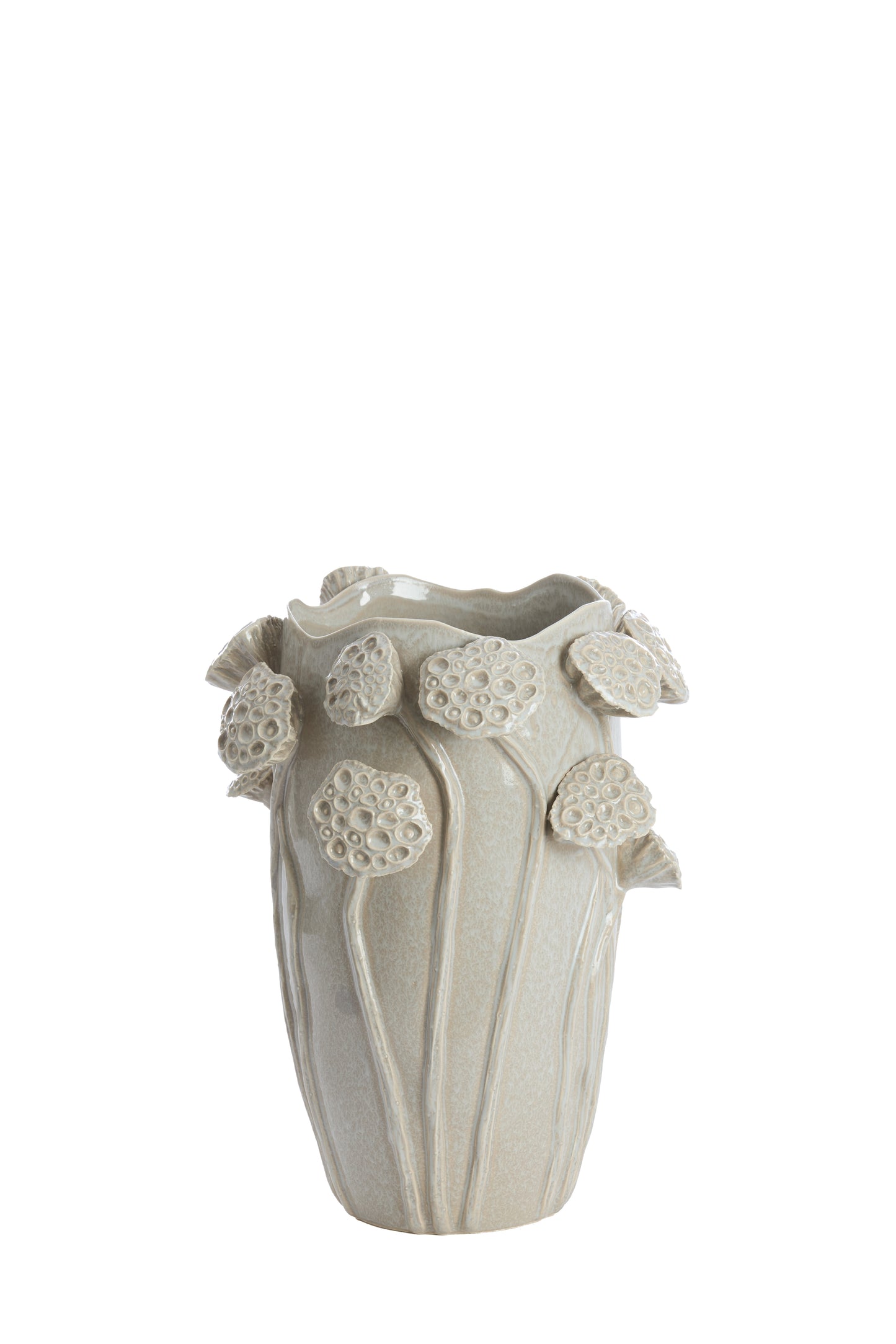 avci Decorative Ceramic Vase in Shiny Light Grey – 27.5x25.5x35cm – Country of Origin : Netherlands