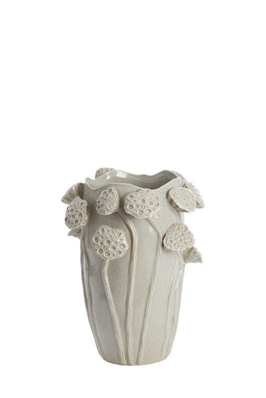 avci Decorative Ceramic Vase in Shiny Light Grey – 27.5x25.5x35cm – Country of Origin : Netherlands