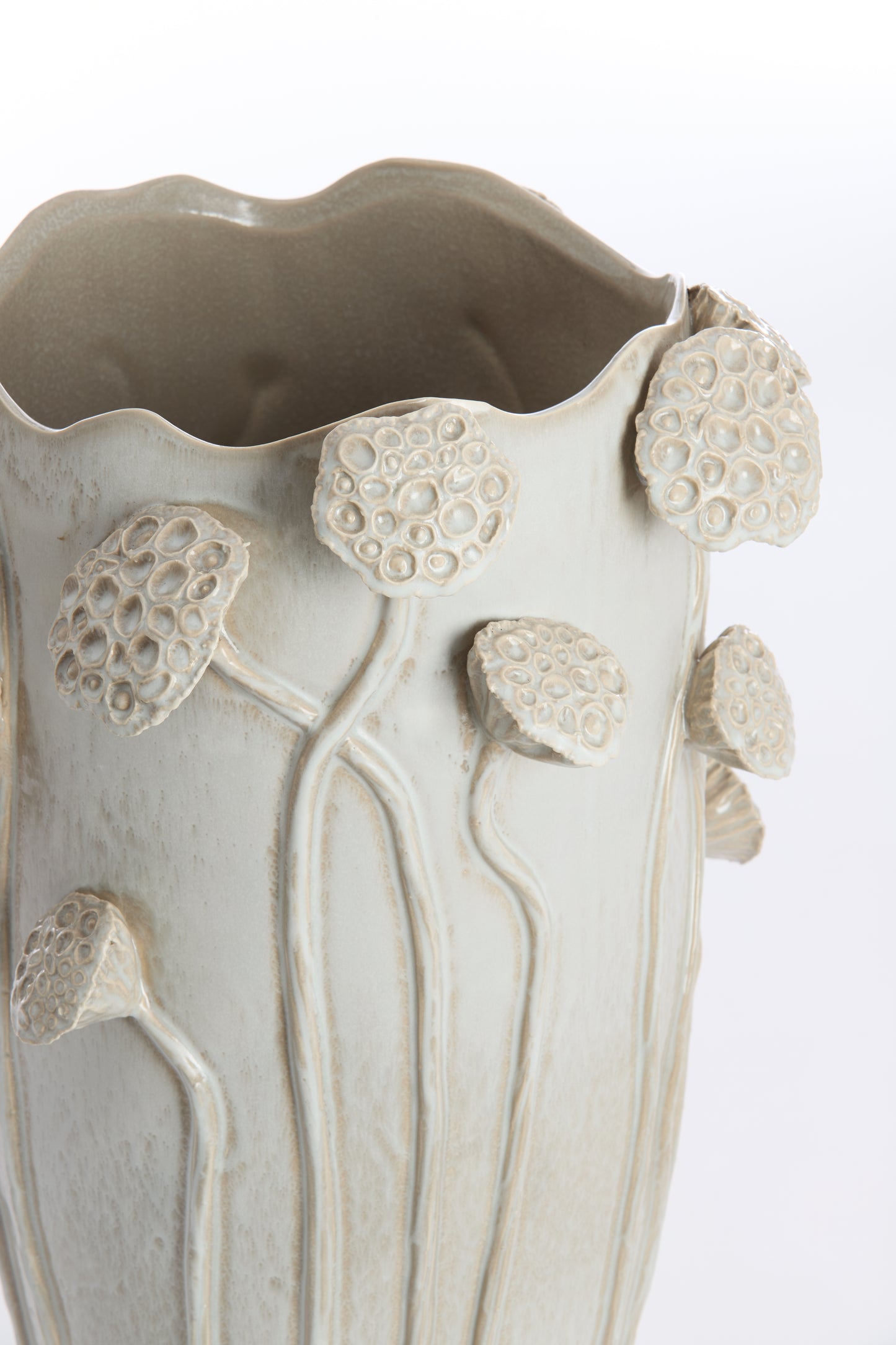 Lavci Decorative Ceramic Vase in Shiny Light Grey – 35.5x35x51cm – Country of Origin : Netherlands