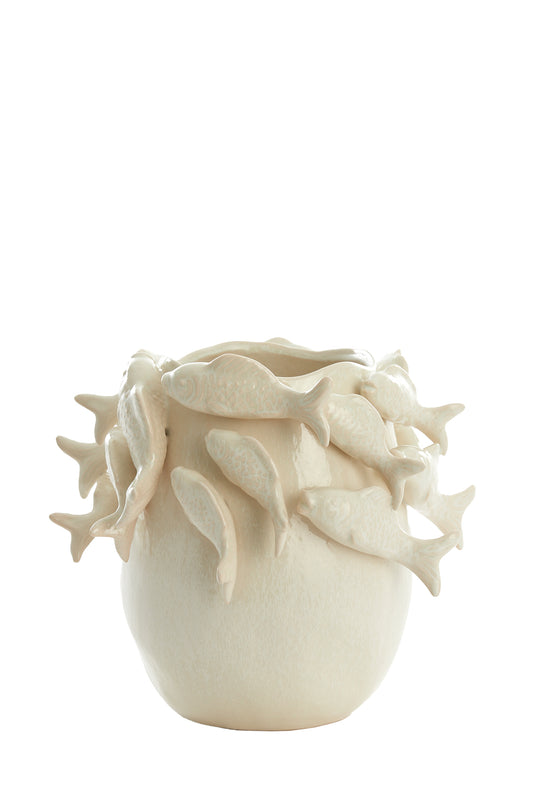 Fish Decorative Vase in Cream  – Country of Origin : Netherlands