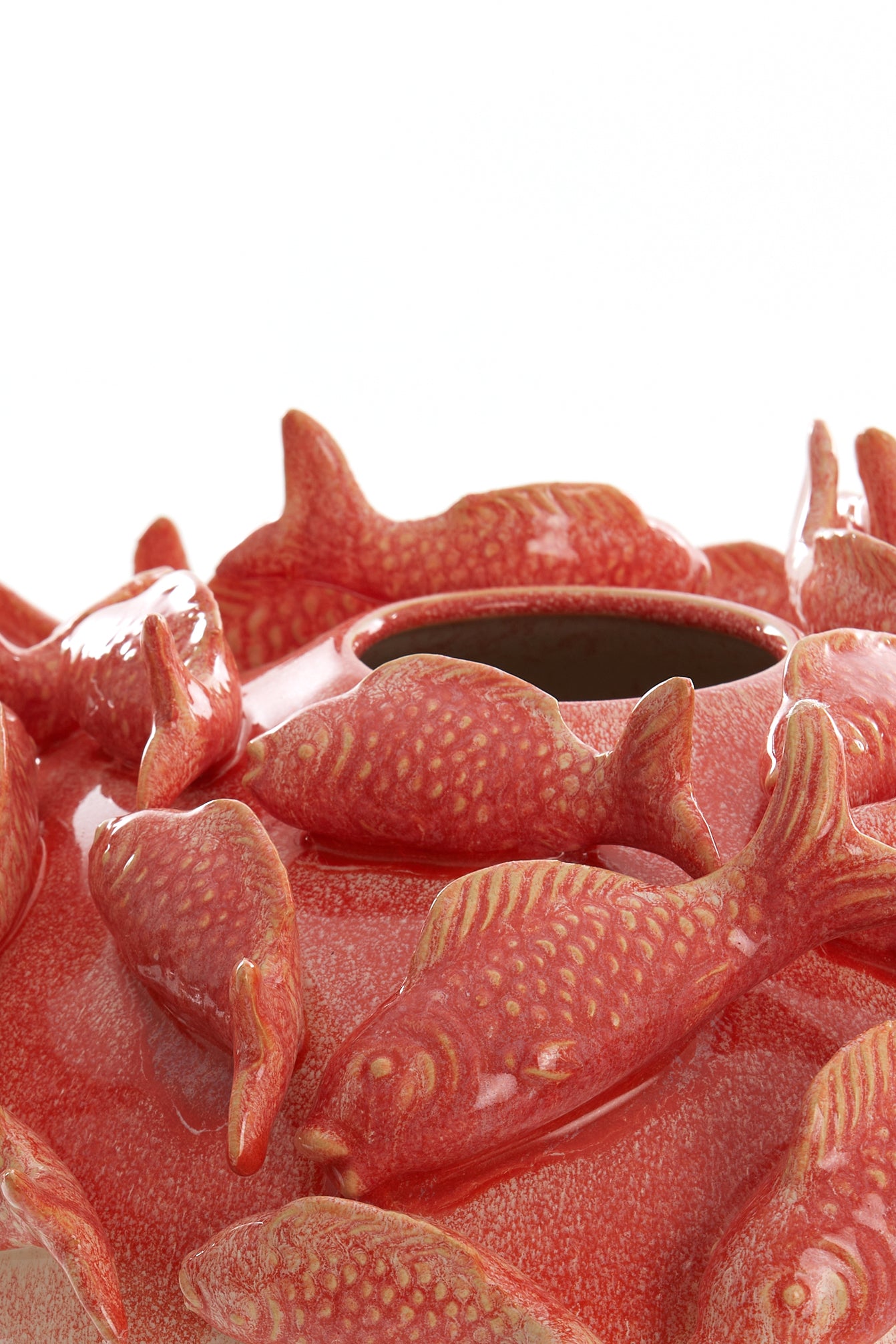 Fish Decorative Vase in Coral + Cream  – Country of Origin : Netherlands