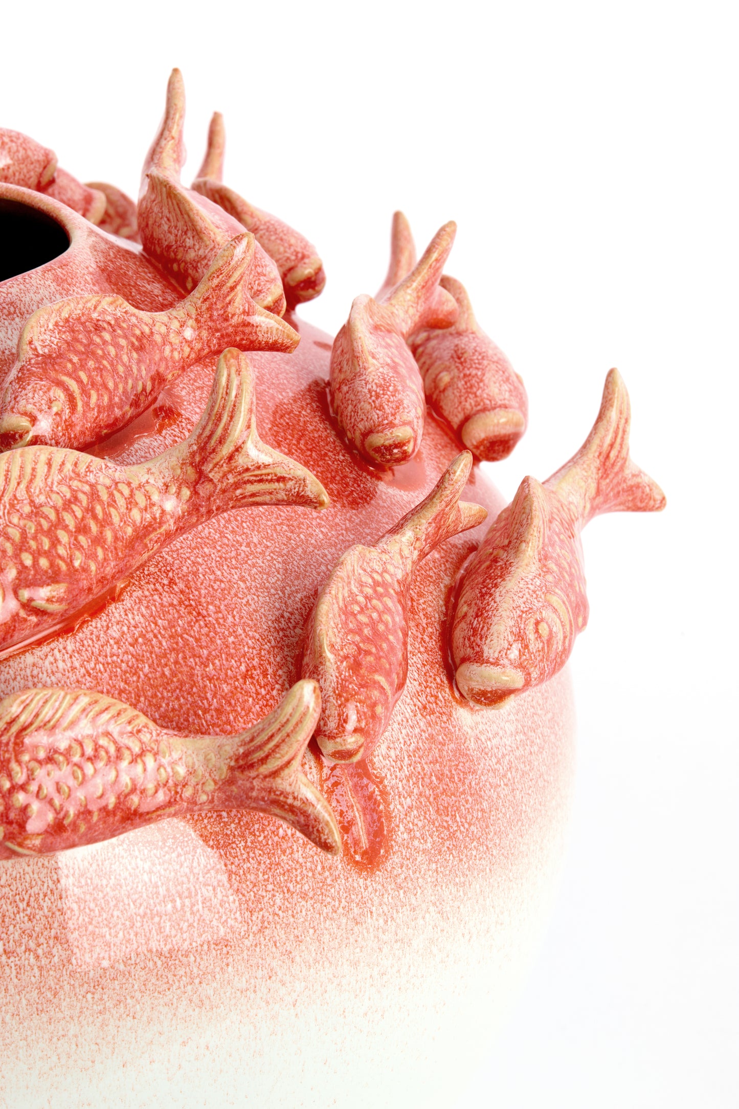 Fish Decorative Vase in Coral + Cream  – Country of Origin : Netherlands