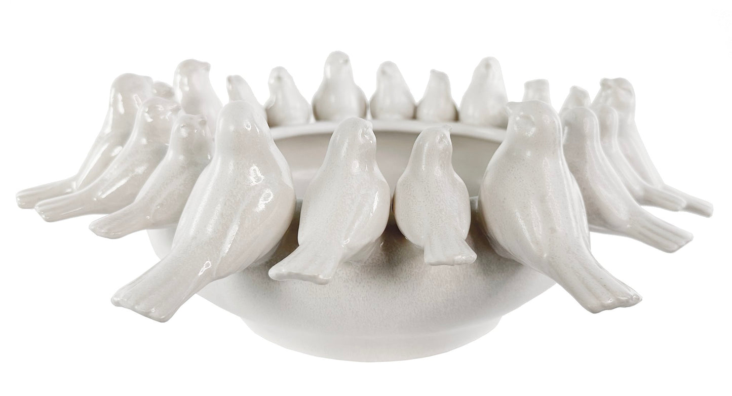 Ceramic vase with birds off white d37;h1 - Country of Origin: Estonia