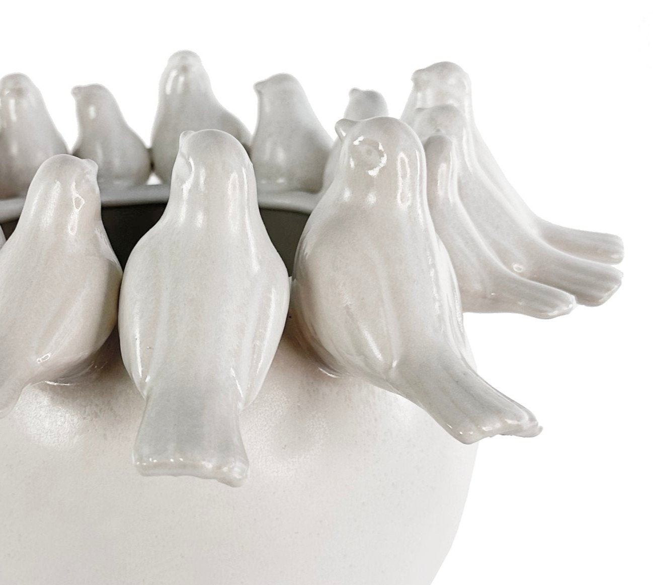 Ceramic vase with birds off white d32;h25cm - Country of Origin: Estonia