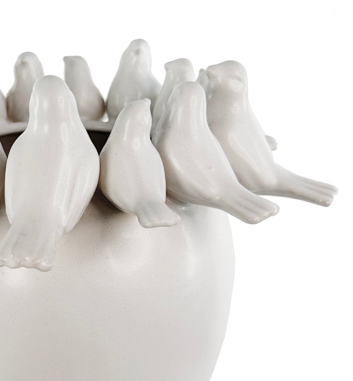 Ceramic vase with birds off white d30;h34cm - Country of Origin: Estonia