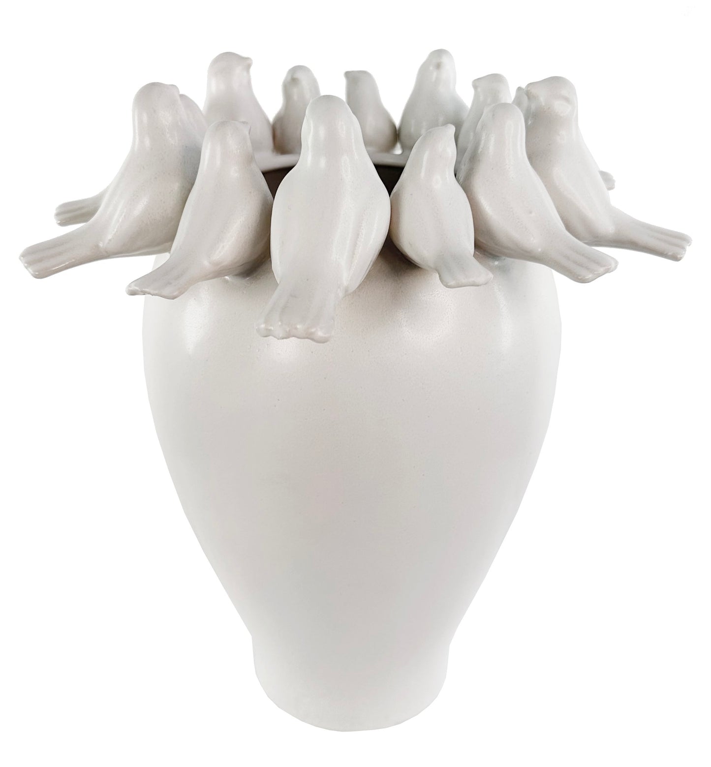 Ceramic vase with birds off white d30;h34cm - Country of Origin: Estonia