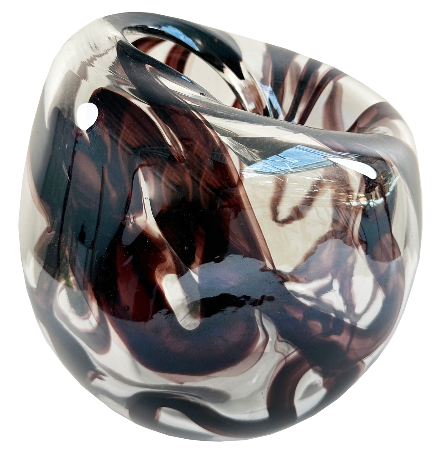 Glass organic ball shape vase lustered black lines d17;h19cm - Country of Origin : Estonia