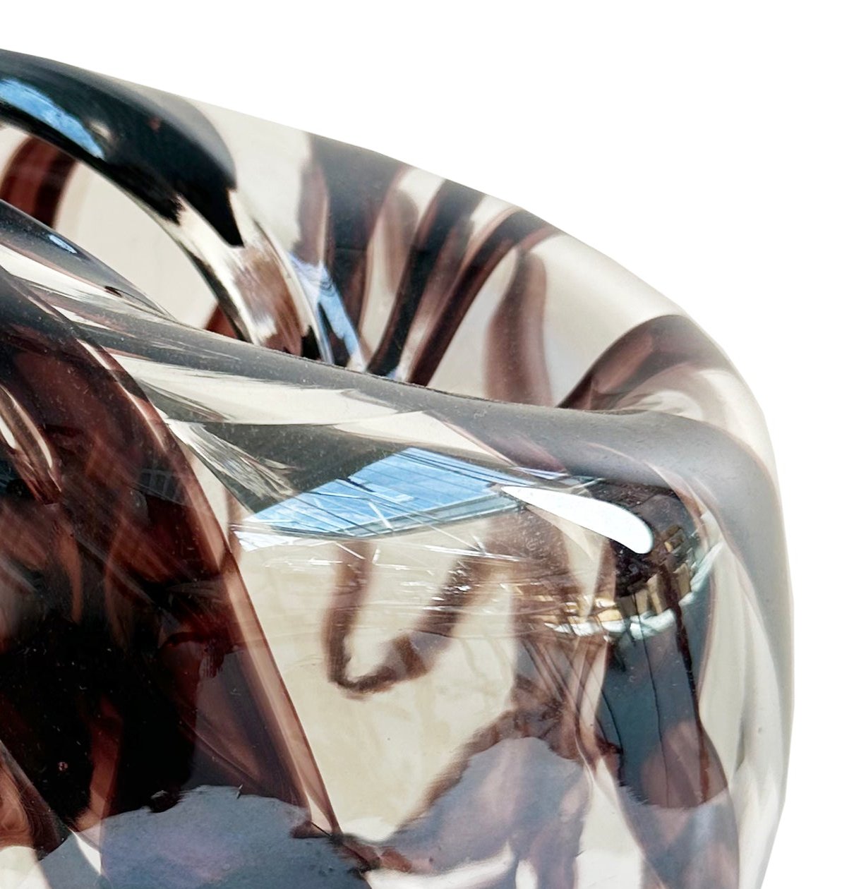 Glass organic ball shape vase lustered black lines d17;h19cm - Country of Origin : Estonia