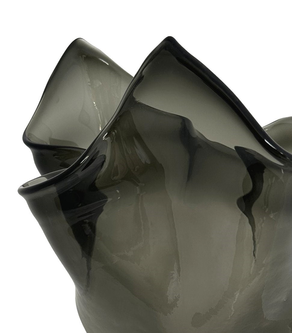 Glass vase organic smoked grey H47cm - Country of Origin: Estonia