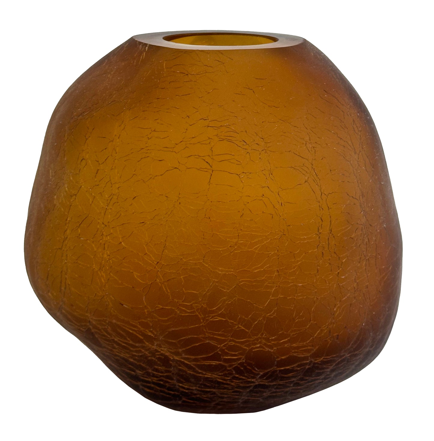 Glass vase organic crackled dark amber mat - Small - Country of Origin: Estonia